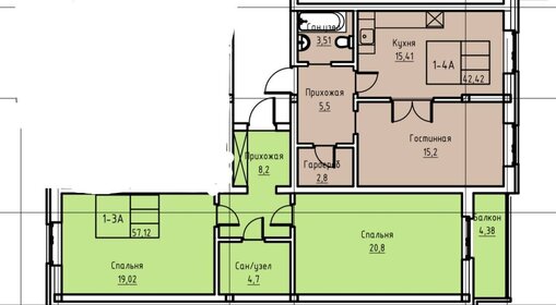 70,8 м², 2-комнатная квартира 4 035 600 ₽ - изображение 33