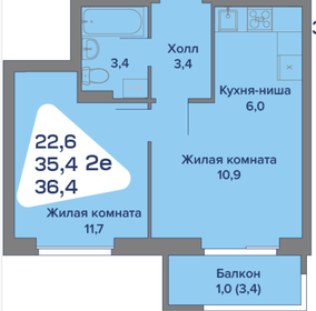 34,1 м², 1-комнатная квартира 2 100 000 ₽ - изображение 28