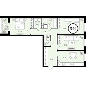 79,1 м², 3-комнатная квартира 8 487 400 ₽ - изображение 33