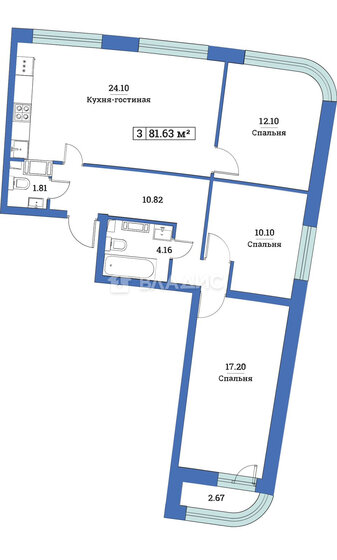81,6 м², 3-комнатная квартира 12 500 000 ₽ - изображение 1