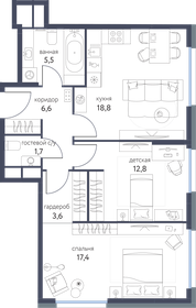 Квартира 66,4 м², 2-комнатная - изображение 1