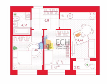 Квартира 49 м², 2-комнатная - изображение 1