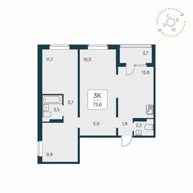 Квартира 73,6 м², 3-комнатная - изображение 1