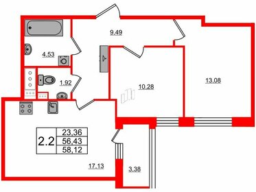 65,1 м², 2-комнатная квартира 11 630 000 ₽ - изображение 103