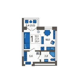 Квартира 28,4 м², студия - изображение 1