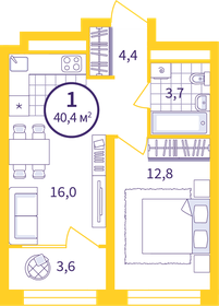 36 м², 1-комнатная квартира 3 600 000 ₽ - изображение 67