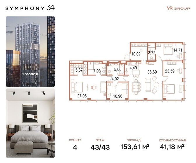 153,6 м², 4-комнатная квартира 101 540 208 ₽ - изображение 1