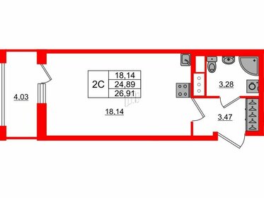 Квартира 24,9 м², студия - изображение 1