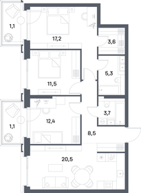 Квартира 84,9 м², 3-комнатная - изображение 1