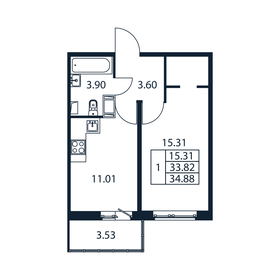 Квартира 34,9 м², 1-комнатная - изображение 5