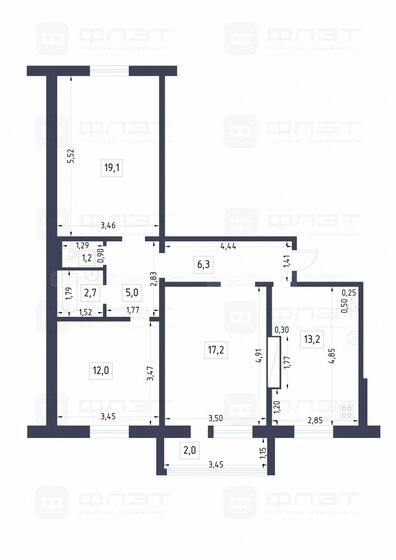 78,7 м², 3-комнатная квартира 5 950 000 ₽ - изображение 1
