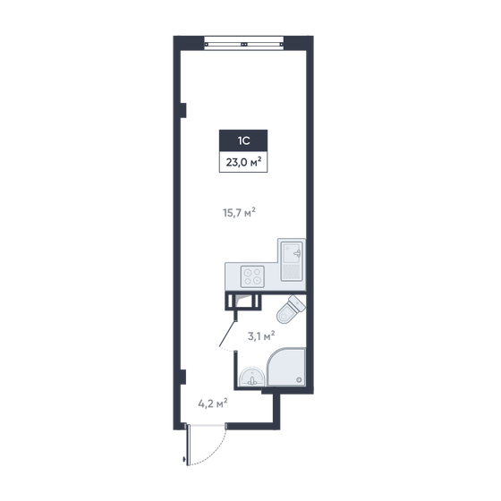 23 м², квартира-студия 3 646 303 ₽ - изображение 30