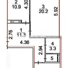 Квартира 59,5 м², 2-комнатная - изображение 1