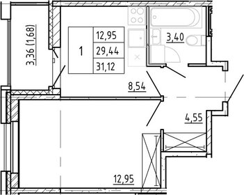 Квартира 31,1 м², 1-комнатная - изображение 1