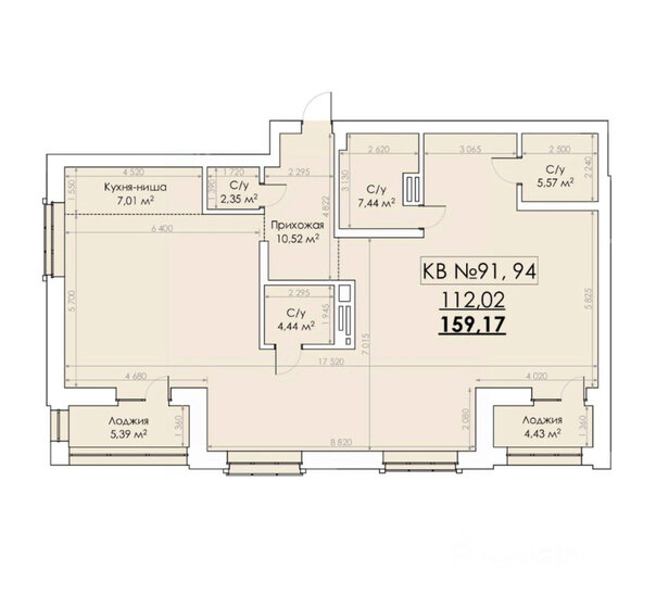 159 м², 4-комнатная квартира 32 550 000 ₽ - изображение 1