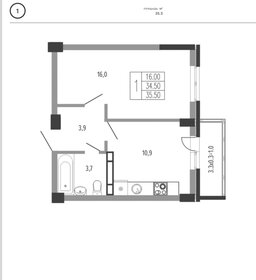 Квартира 35,5 м², 1-комнатная - изображение 1