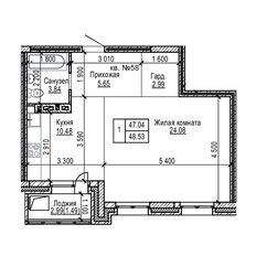Квартира 48,5 м², 1-комнатная - изображение 3