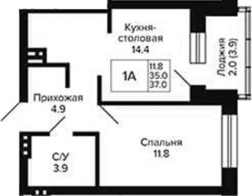 Квартира 37 м², 2-комнатная - изображение 1