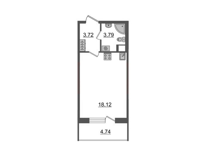 27,1 м², квартира-студия 4 750 000 ₽ - изображение 1