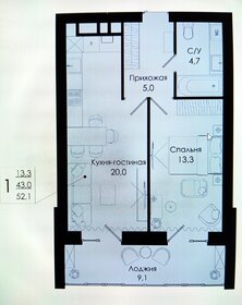 Квартира 52,1 м², 1-комнатная - изображение 1