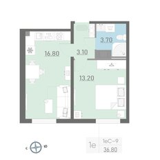 Квартира 36,8 м², 1-комнатная - изображение 2