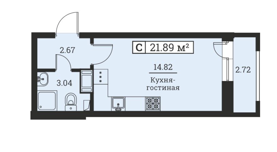 21,9 м², квартира-студия 4 200 000 ₽ - изображение 1