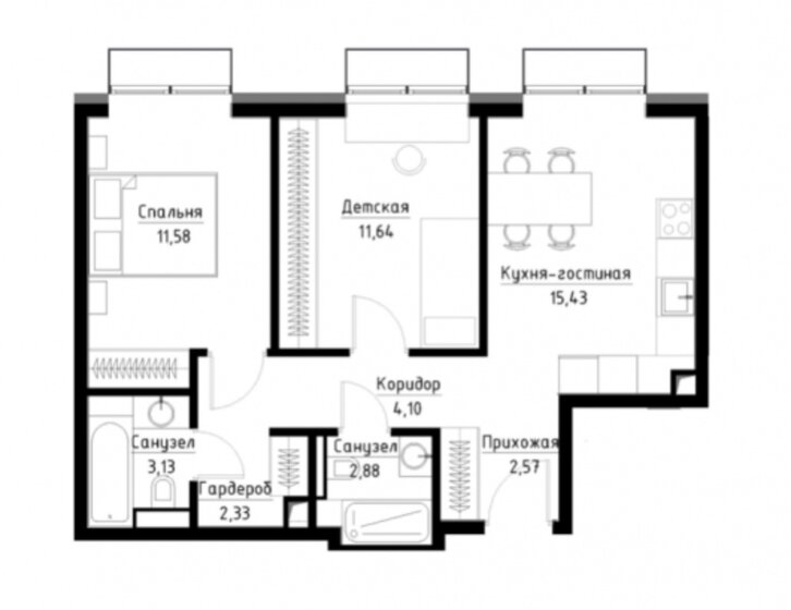 53,6 м², 2-комнатная квартира 18 000 000 ₽ - изображение 42