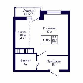 Квартира 32,1 м², студия - изображение 1