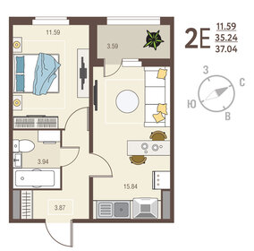 40 м², 1-комнатная квартира 39 999 ₽ в месяц - изображение 31