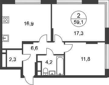 59,1 м², 2-комнатная квартира 16 135 687 ₽ - изображение 53