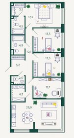 Квартира 119,9 м², 4-комнатная - изображение 1