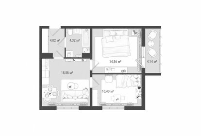 58,7 м², 3-комнатная квартира 7 028 000 ₽ - изображение 28