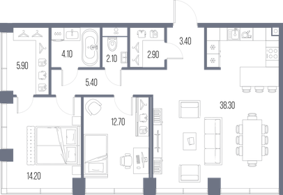98,2 м², 2-комнатная квартира 42 717 000 ₽ - изображение 7