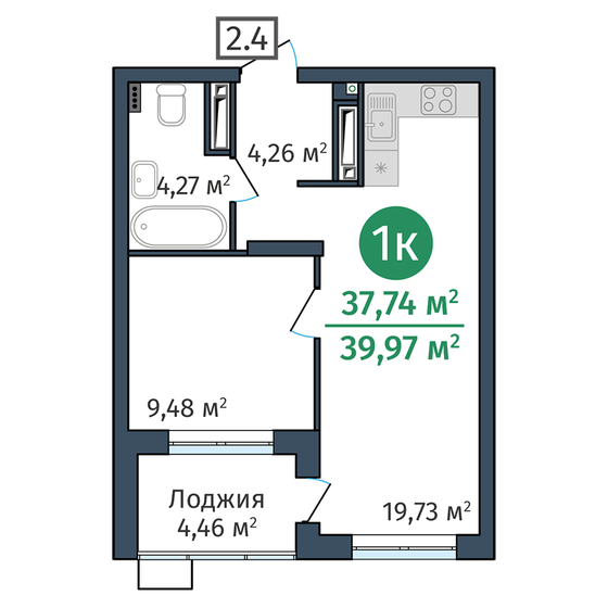 31,3 м², 1-комнатная квартира 5 000 000 ₽ - изображение 94