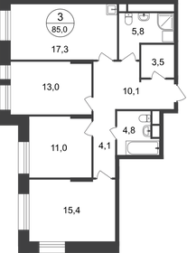 83 м², 3-комнатная квартира 20 900 000 ₽ - изображение 86