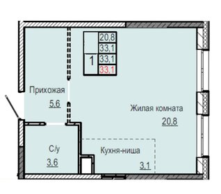 Квартира 33 м², студия - изображение 1