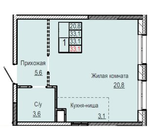 Квартира 33 м², 1-комнатная - изображение 1