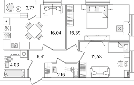 54,9 м², 2-комнатная квартира 8 818 000 ₽ - изображение 71