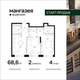 Квартира 68,6 м², 2-комнатная - изображение 1