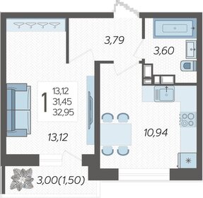 33 м², 1-комнатная квартира 4 481 200 ₽ - изображение 13