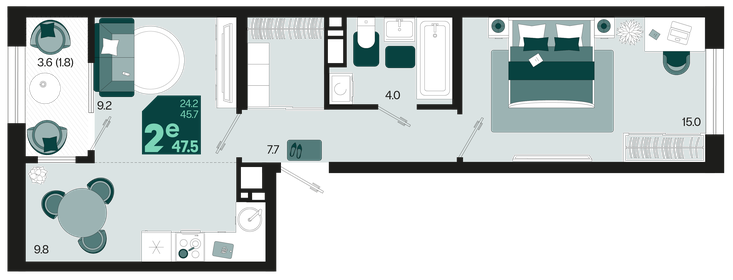 48 м², 2-комнатная квартира 4 800 000 ₽ - изображение 97