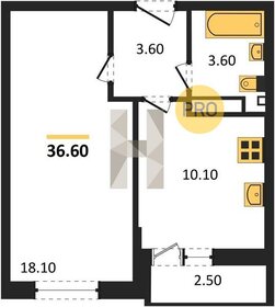 Квартира 36,6 м², 1-комнатная - изображение 1