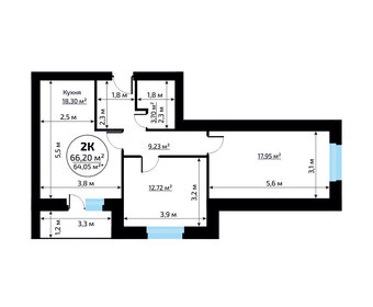 Квартира 66,2 м², 2-комнатная - изображение 2