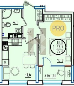 Квартира 35 м², 1-комнатная - изображение 1