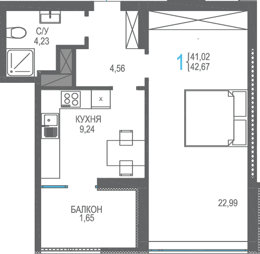 42,7 м², 1-комнатная квартира 11 094 200 ₽ - изображение 27