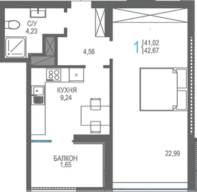 42,7 м², 1-комнатная квартира 11 094 200 ₽ - изображение 1