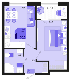 34,6 м², 1-комнатная квартира 6 550 000 ₽ - изображение 119