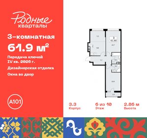 61,8 м², 3-комнатная квартира 12 097 480 ₽ - изображение 10