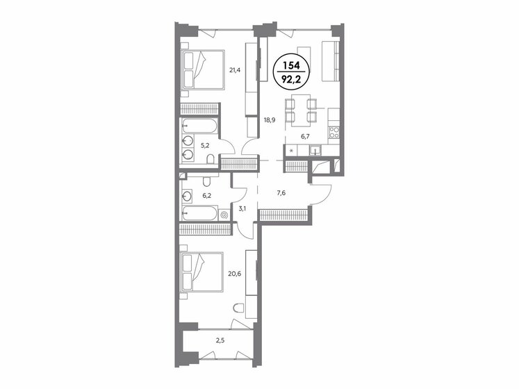 92,2 м², 2-комнатная квартира 72 745 800 ₽ - изображение 1