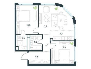 63,7 м², 3-комнатная квартира 26 666 122 ₽ - изображение 9